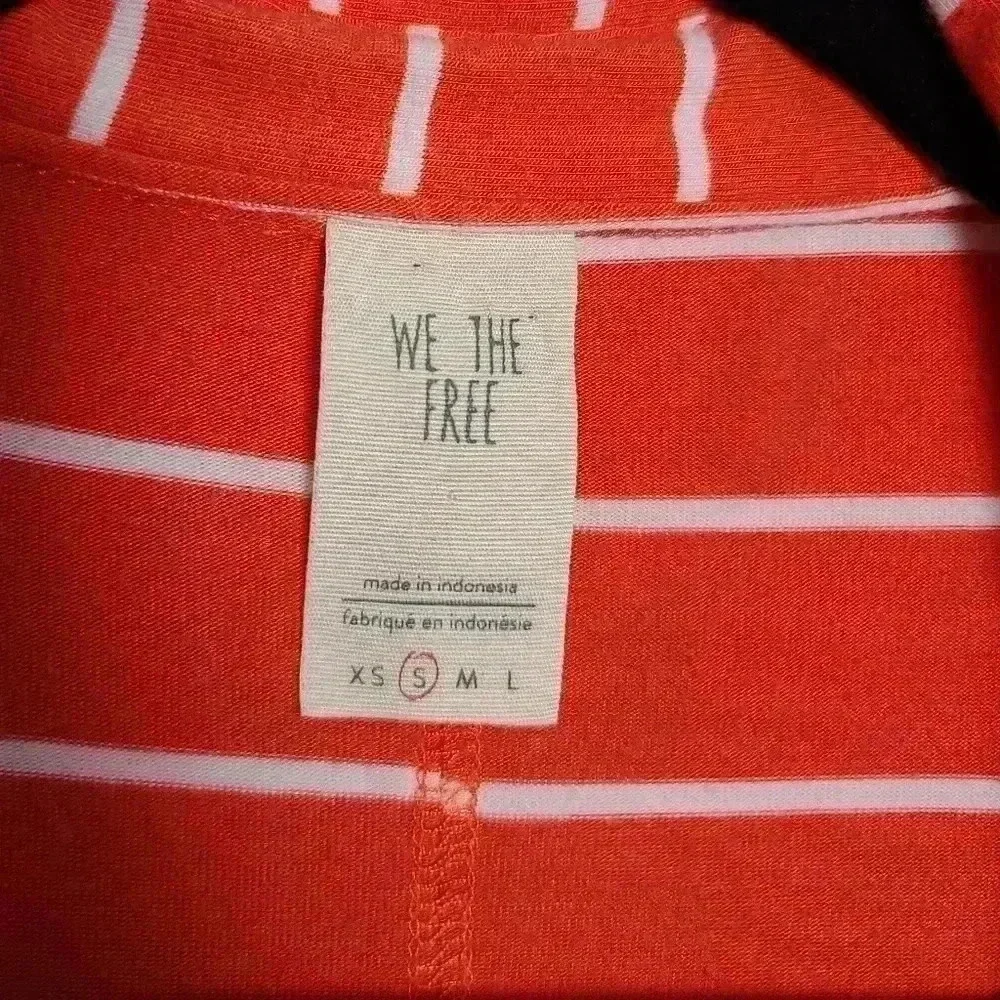 Free People We The Free Can't Fool Me Striped Orange and White Tee Size Small